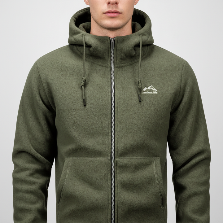 Casual men's 'Florian' fleece jacket, perfect for autumn outerwear, featuring a cozy hood and polyester fabric