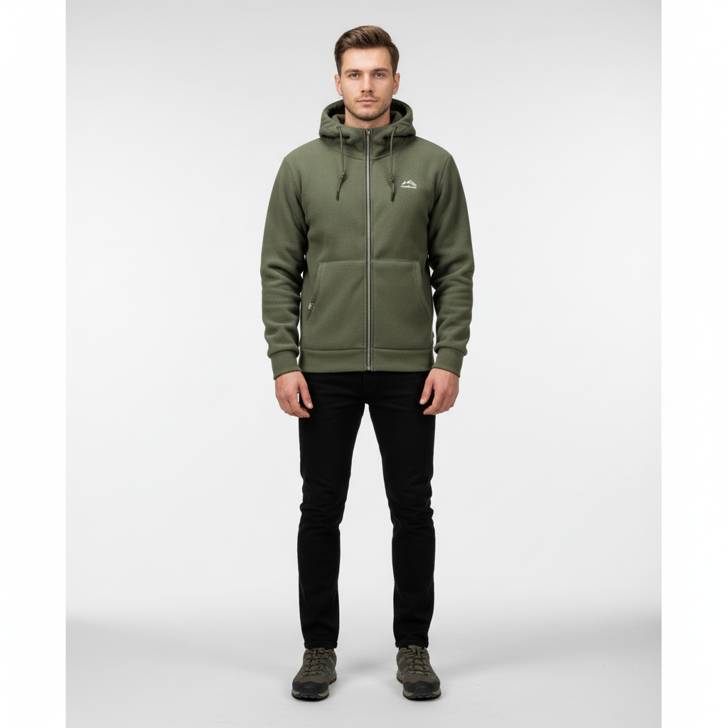 Stylish men's fleece jacket 'Florian' in blue, with full zipper, suitable for outdoor activities and warmth