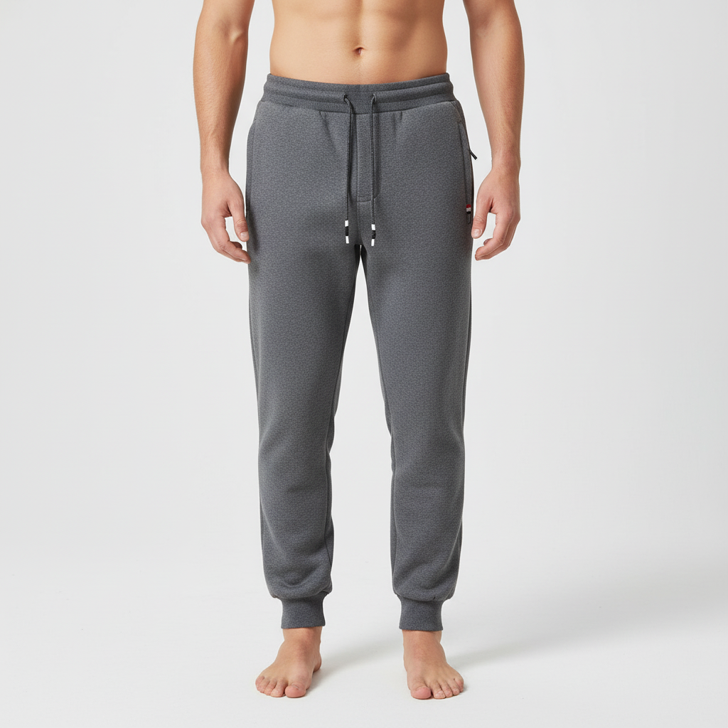 Collection of men's fleece lined joggers in various colors, perfect for winter comfort and loungewear