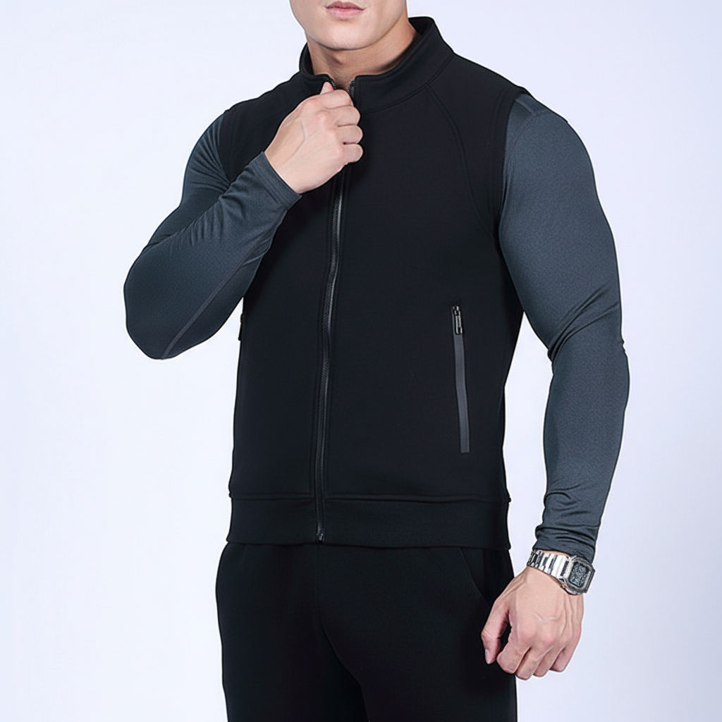 Mitchell men's casual fleece vest with active fit. Breathable stretch fabric, ideal for outdoor adventures.