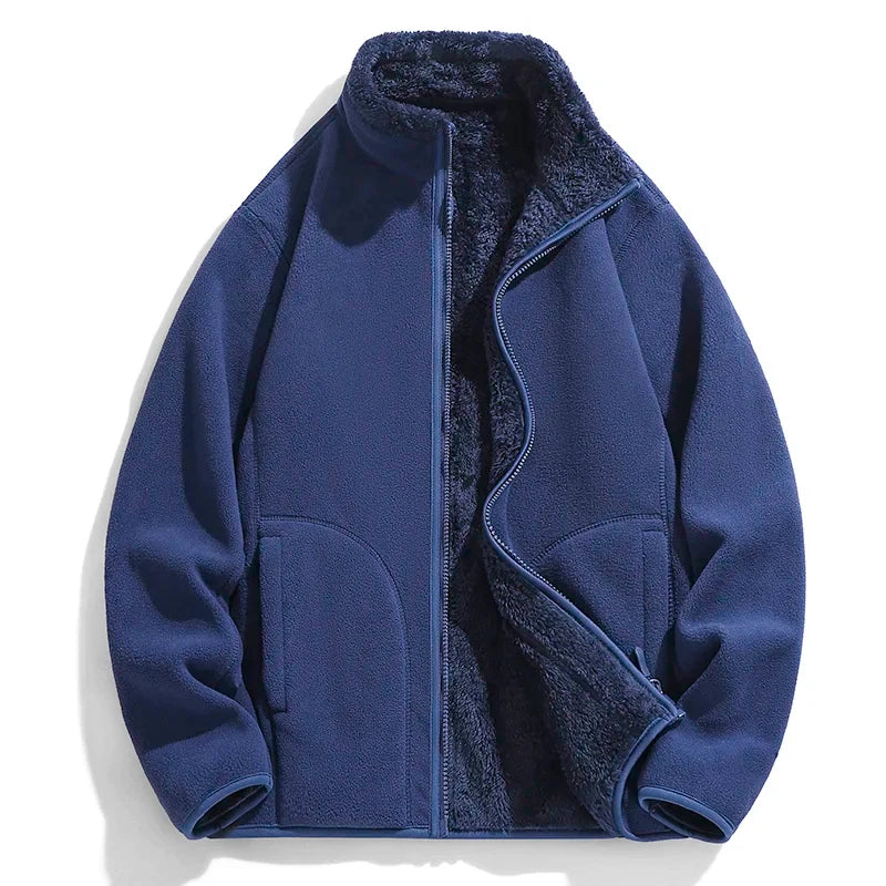 Versatile men's full-zip winter jacket for casual wear, travel, and layering in chilly outdoor adventures.