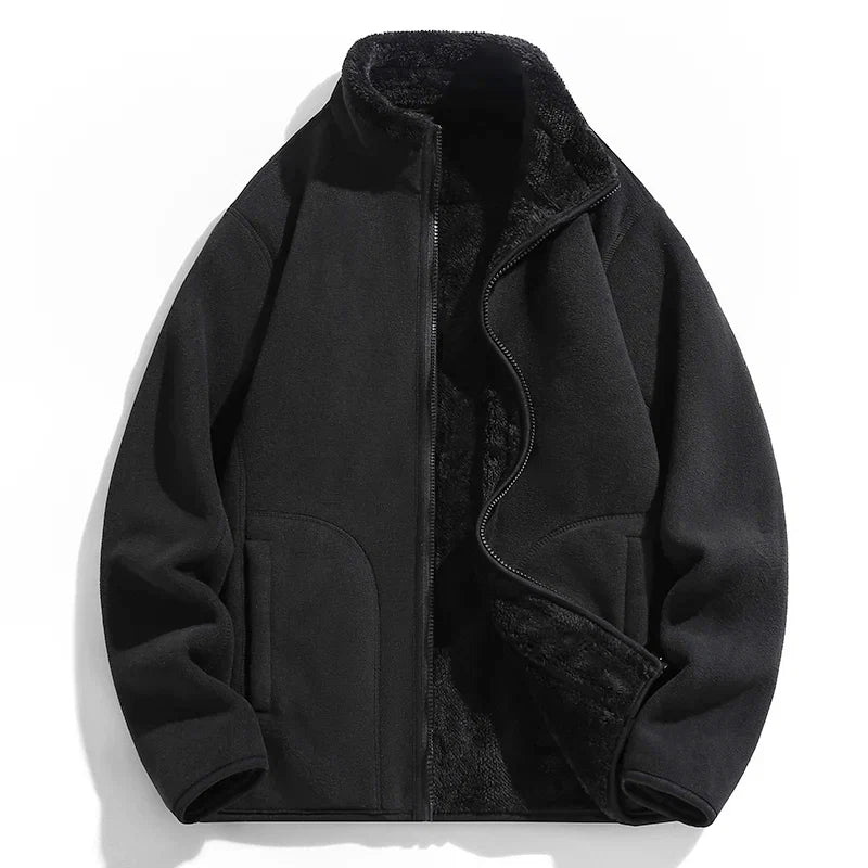Men's durable full-zip outdoor jacket designed for chilly weather, offering warmth and comfort during winter activities.