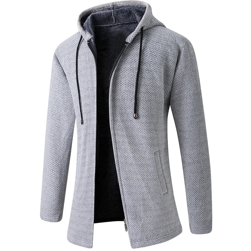 Casual men's zip-up hooded jacket, comfortable & stylish for everyday winter wear.