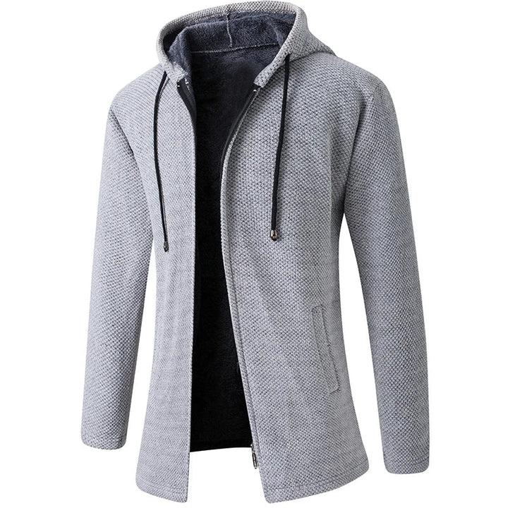 Casual men's zip-up hooded jacket, comfortable & stylish for everyday winter wear.