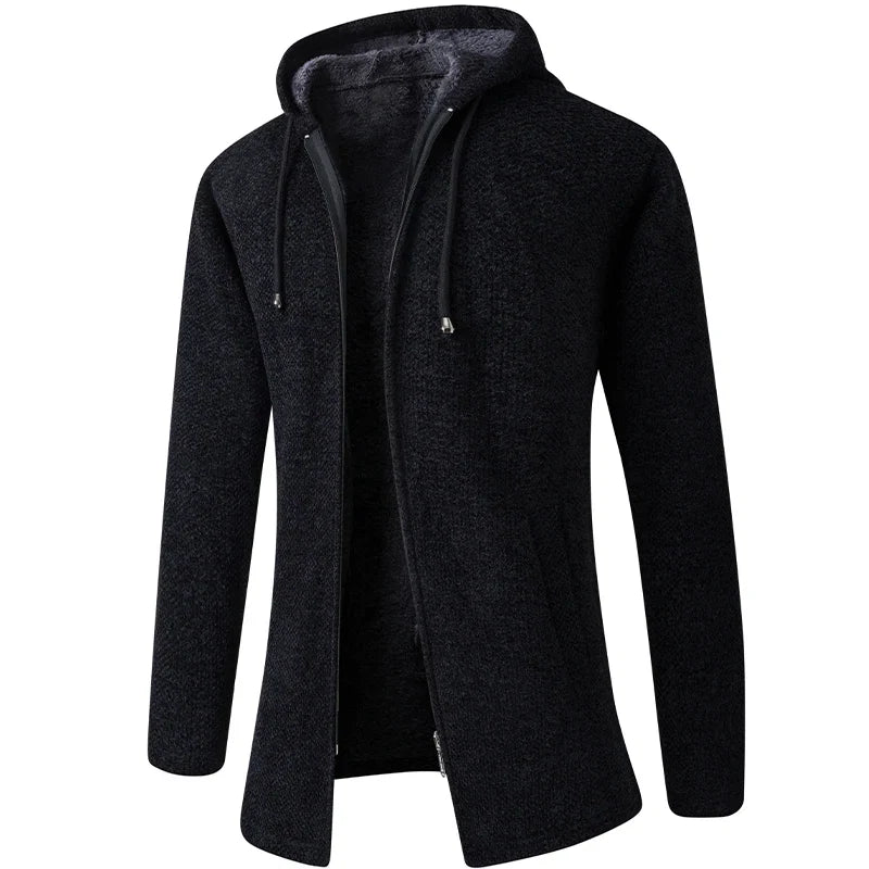 Everyday men's hooded jacket, warm outerwear for cold weather, combining style & comfort.