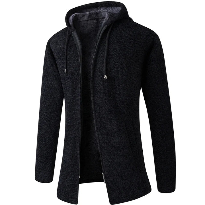 Everyday men's hooded jacket, warm outerwear for cold weather, combining style & comfort.