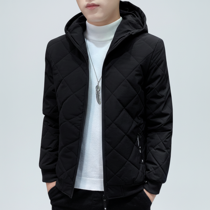 Bequeme Herbstjacke - Pascal, a men's padded hooded jacket for cold weather.