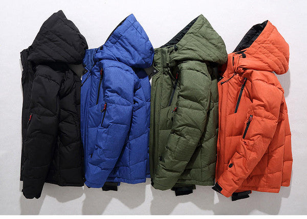 Stylish men's warm winter jacket, insulated with duck down for superior cold protection.