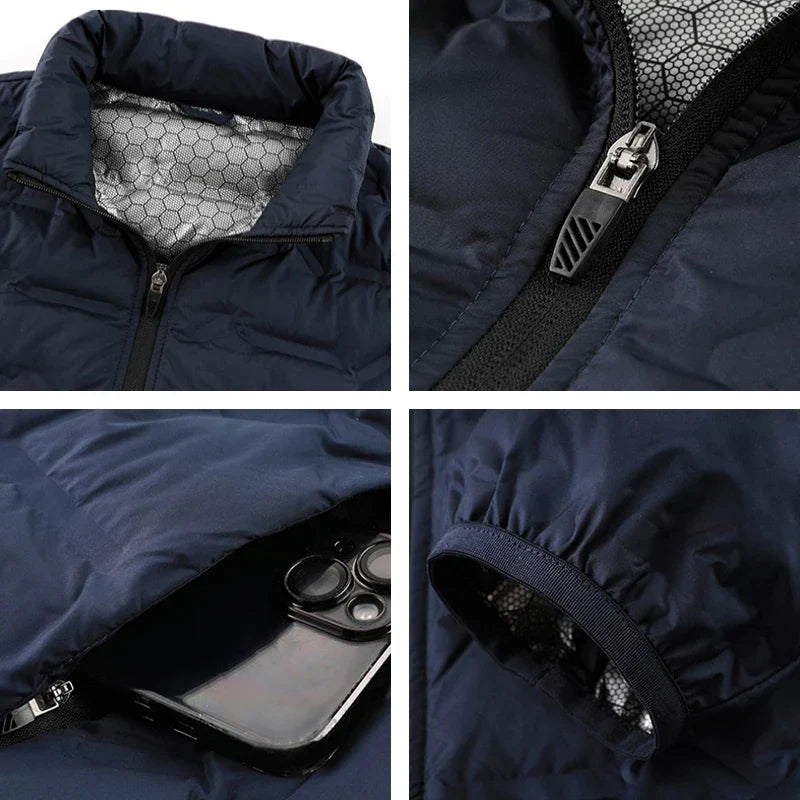 Stylish men's puffer jacket for casual winter wear. Warm, insulated, and fashionable cold weather coat.