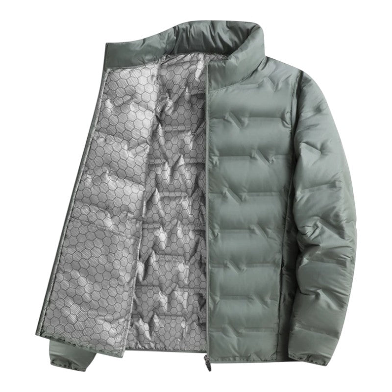 Classic men's black insulated puffer jacket. Essential warm winter coat for cold weather protection.