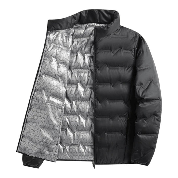 Stay warm and comfortable with this men's insulated puffer jacket. Ideal winter coat for cold weather.