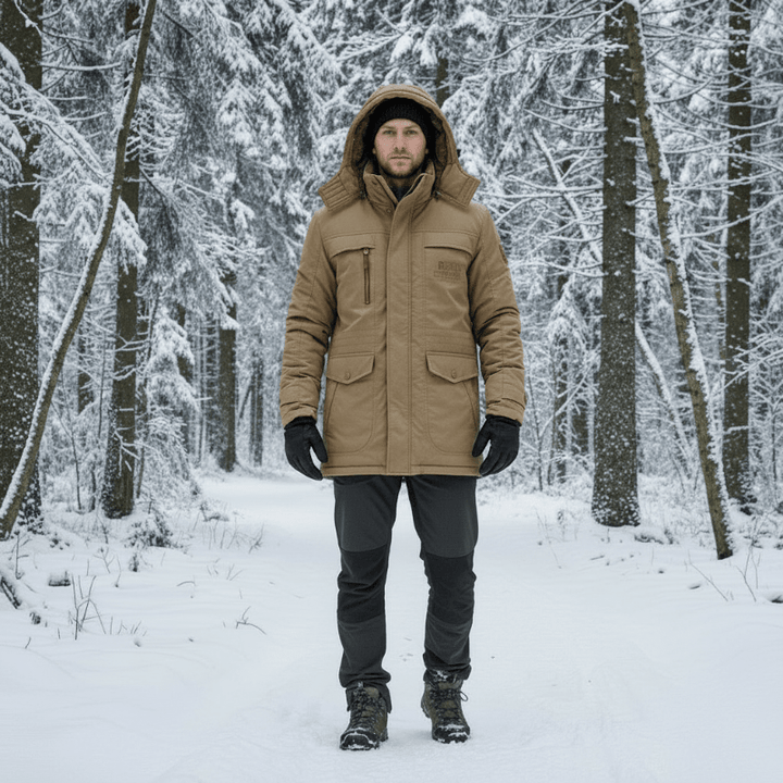 Men's warm insulated winter parka for ultimate cold weather protection. Stay cozy in extreme conditions.
