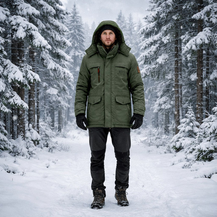 Men's comfortable insulated parka, designed for a warm fit, perfect for layering in winter.