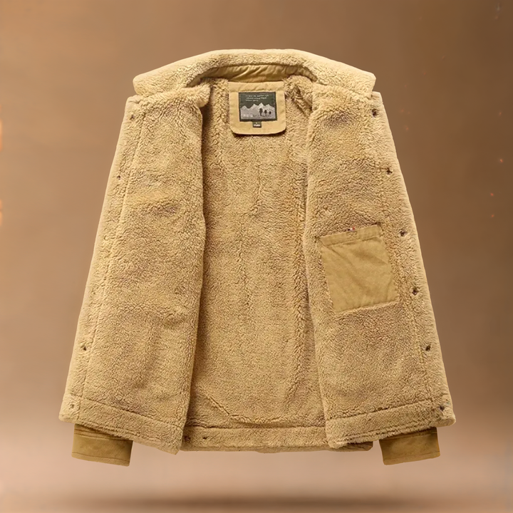 Mint green men's casual Sherpa Trucker Jacket, stylish cotton wool outerwear for fall & winter.