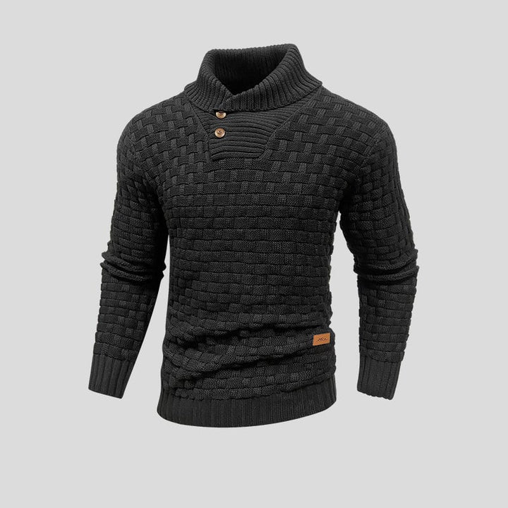 Men's warm knit sweater, crew neck, long sleeve, ideal for winter comfort & casual style.