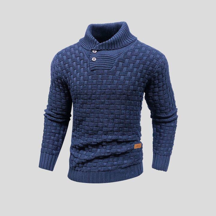 Stylish men's crew neck sweater, long sleeve knit, essential winter fashion for casual and layering.