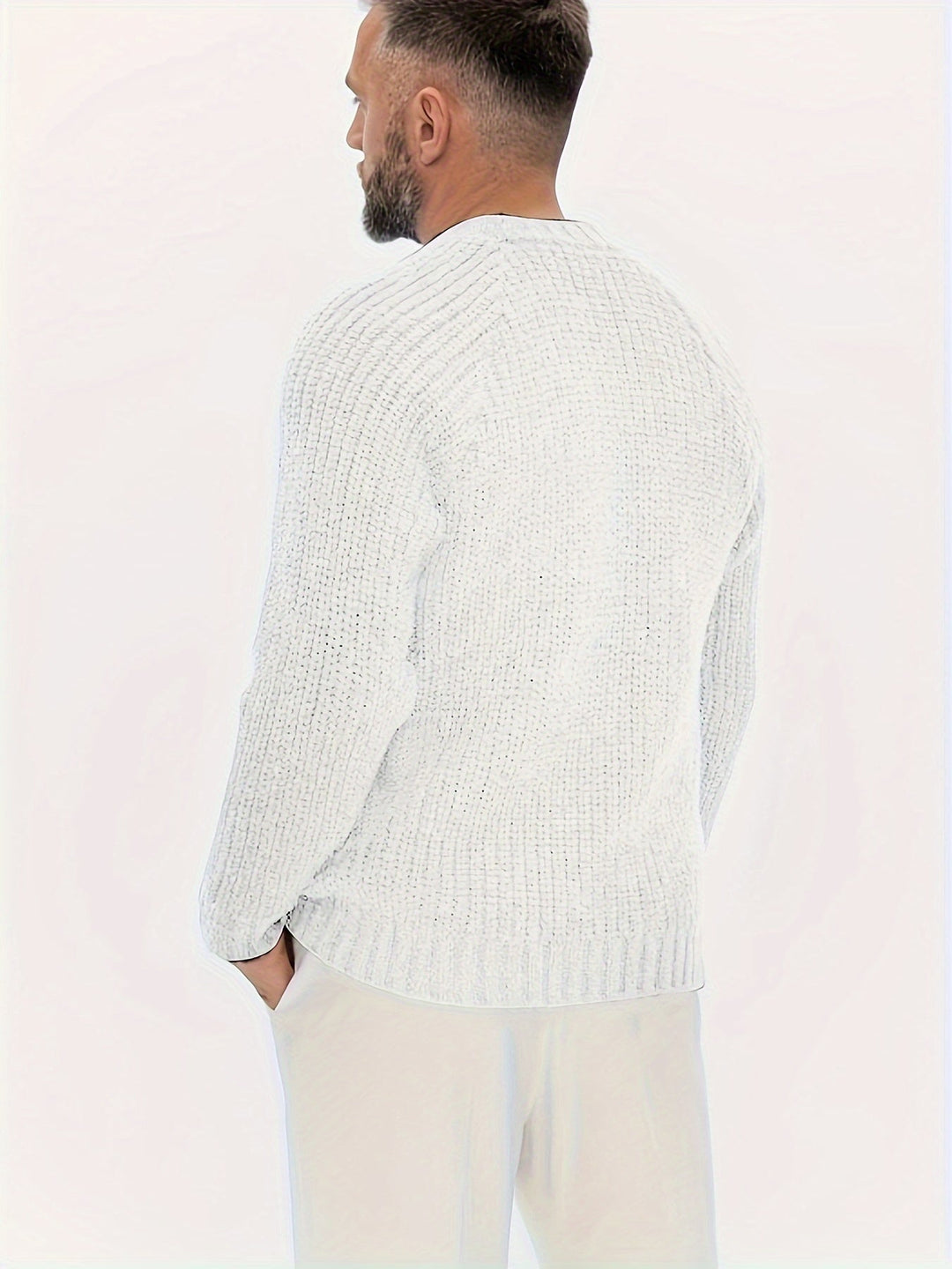 Elliot men's warm solid winter sweater. Cozy long sleeve knit for ultimate comfort in cool weather.