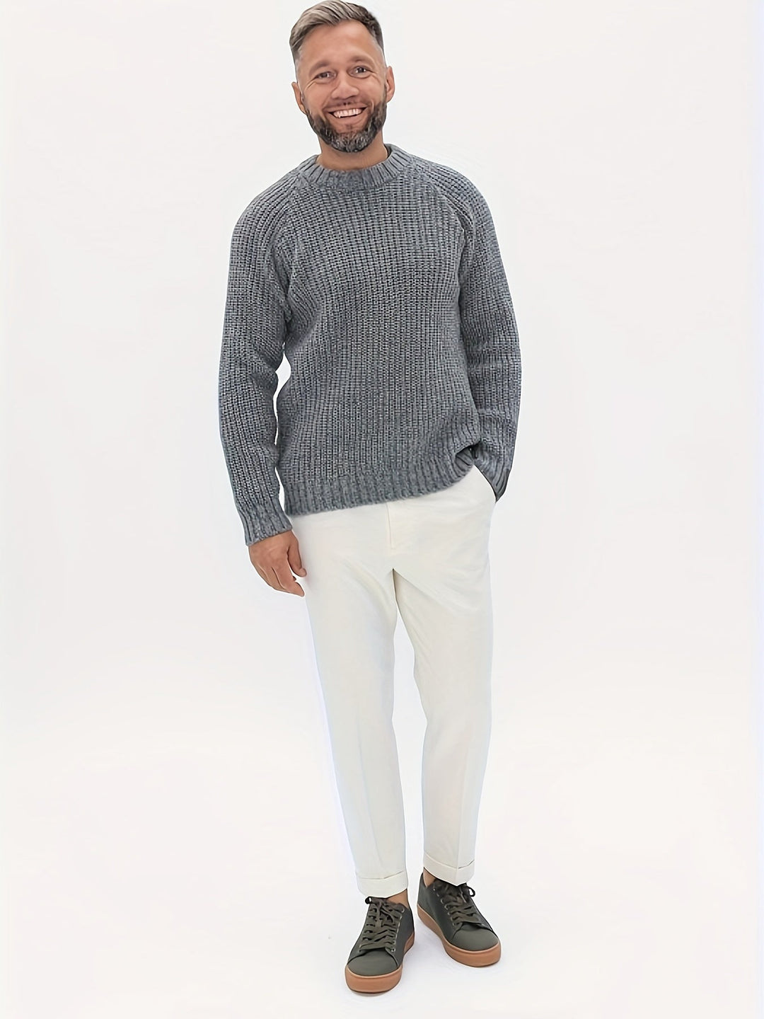 Solid color knit men's winter sweater. Soft, warm, long sleeve for ultimate comfort and everyday fashion.