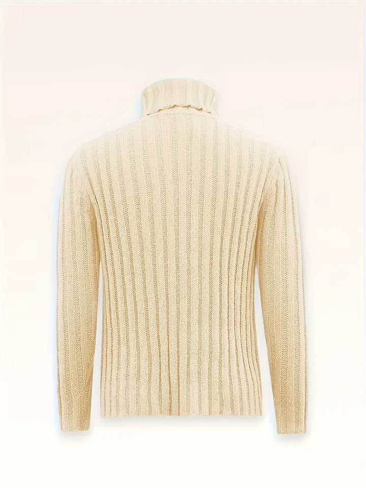 Men's cozy wool blend turtleneck sweater, chunky knit & warm, essential winter long sleeve.
