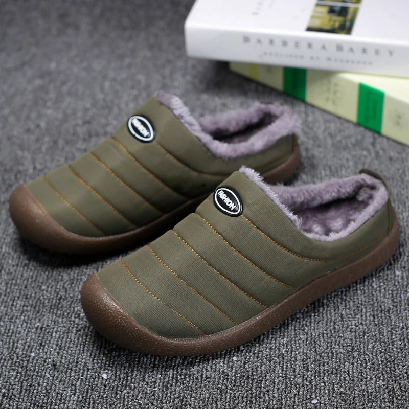 Men's warm lined slippers, ultimate comfort for cold weather and cozy indoor footwear.