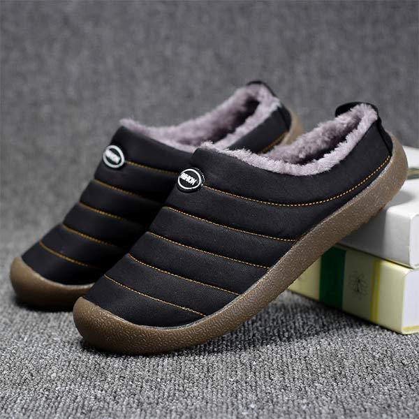 Men's cold weather slippers, warm lined, slip-on comfort for home and garden.