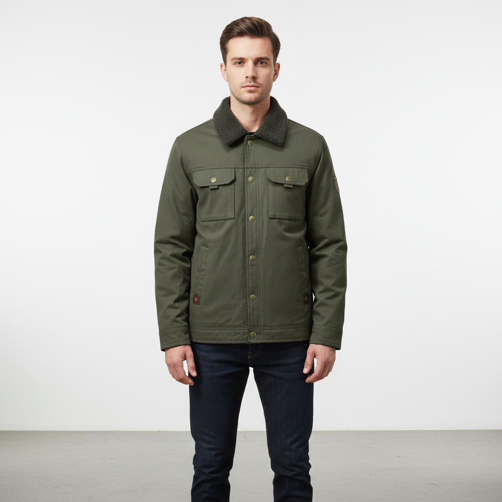 Timo men's winter jacket, polyester shell, wool-lined interior, comfortable & warm padded coat.