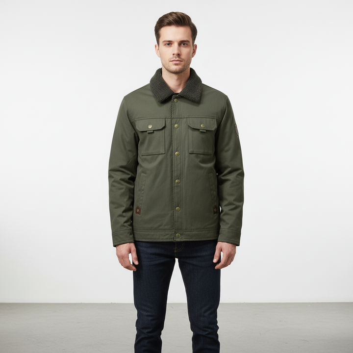 Timo men's winter jacket, polyester shell, wool-lined interior, comfortable & warm padded coat.