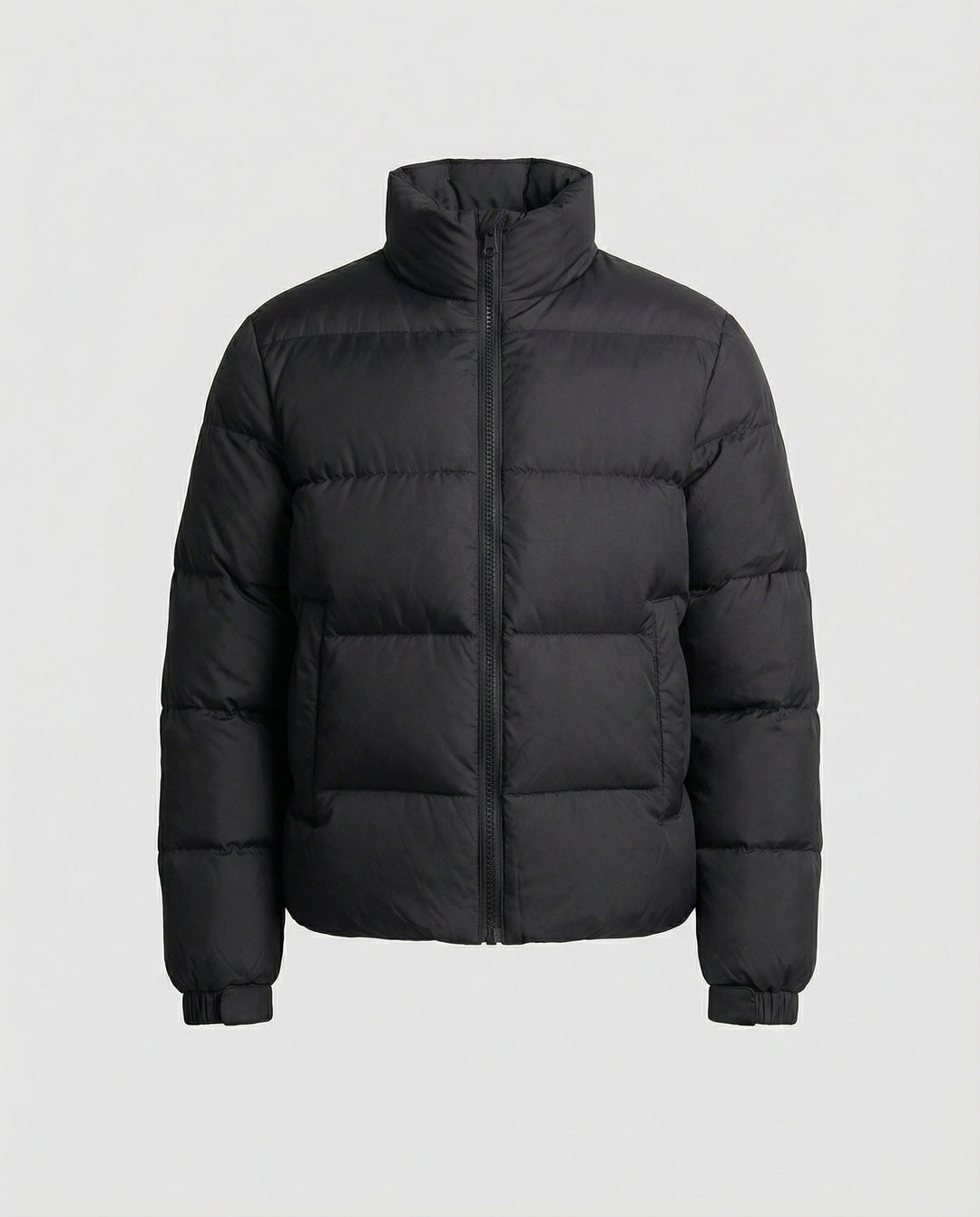 Stylish men's hooded puffer jacket for warm winter comfort & outdoor gear.