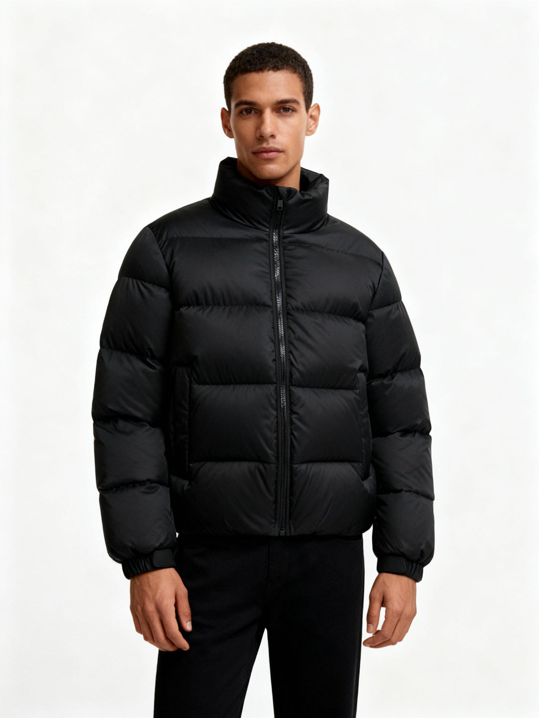 Men's hooded puffer jacket, excellent warm outerwear for winter & outdoor adventures.