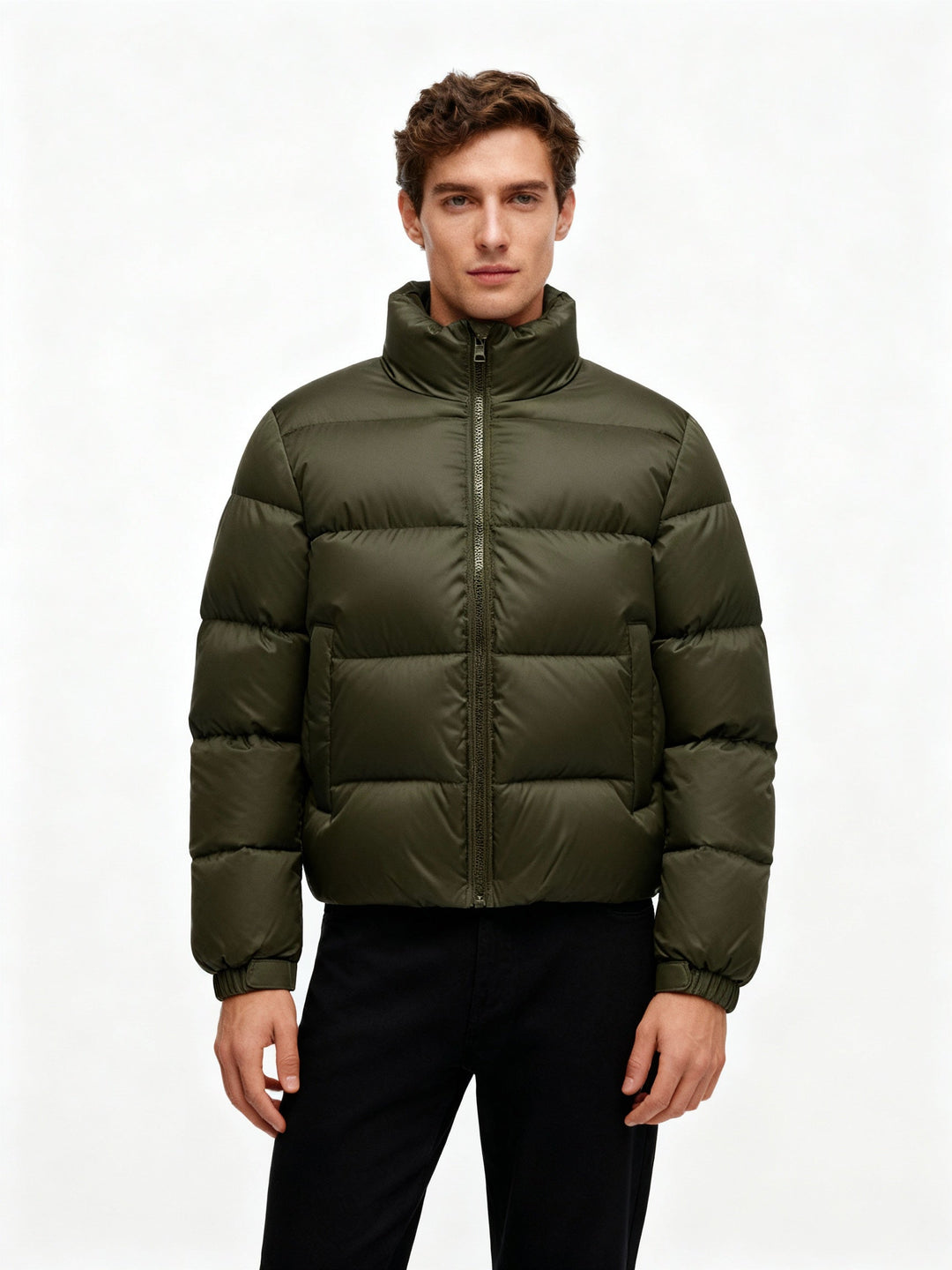 Durable men's puffer winter coat, a hooded jacket for ultimate cold weather comfort.