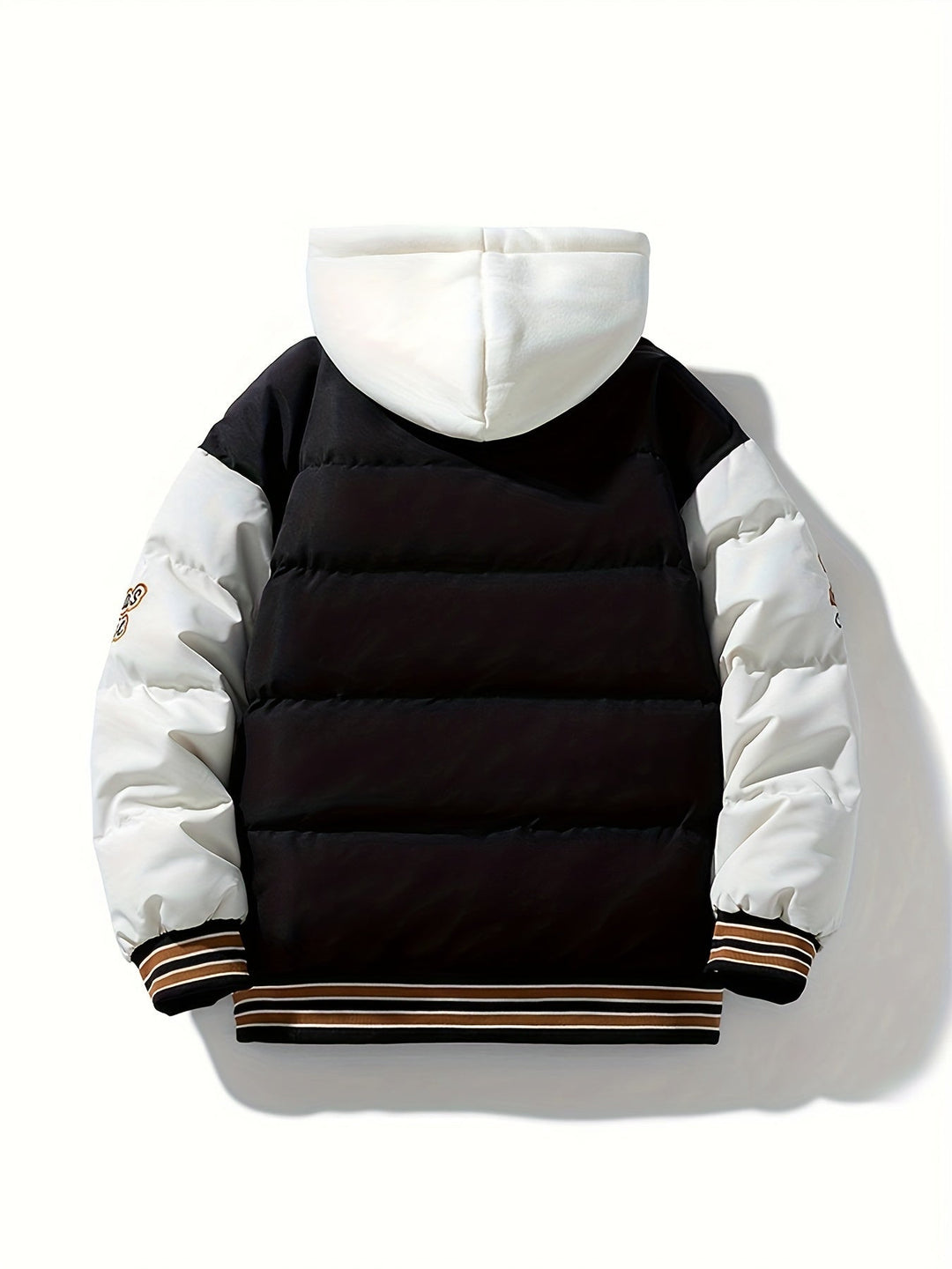 Durable men's winter coat, a warm puffer jacket with hood for ultimate cold weather protection.