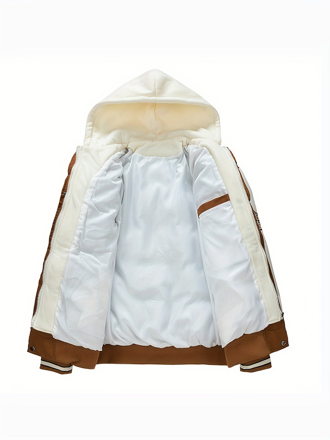 Men's winter coat: a warm, hooded puffer jacket. Durable & insulated for cold weather outdoor wear.