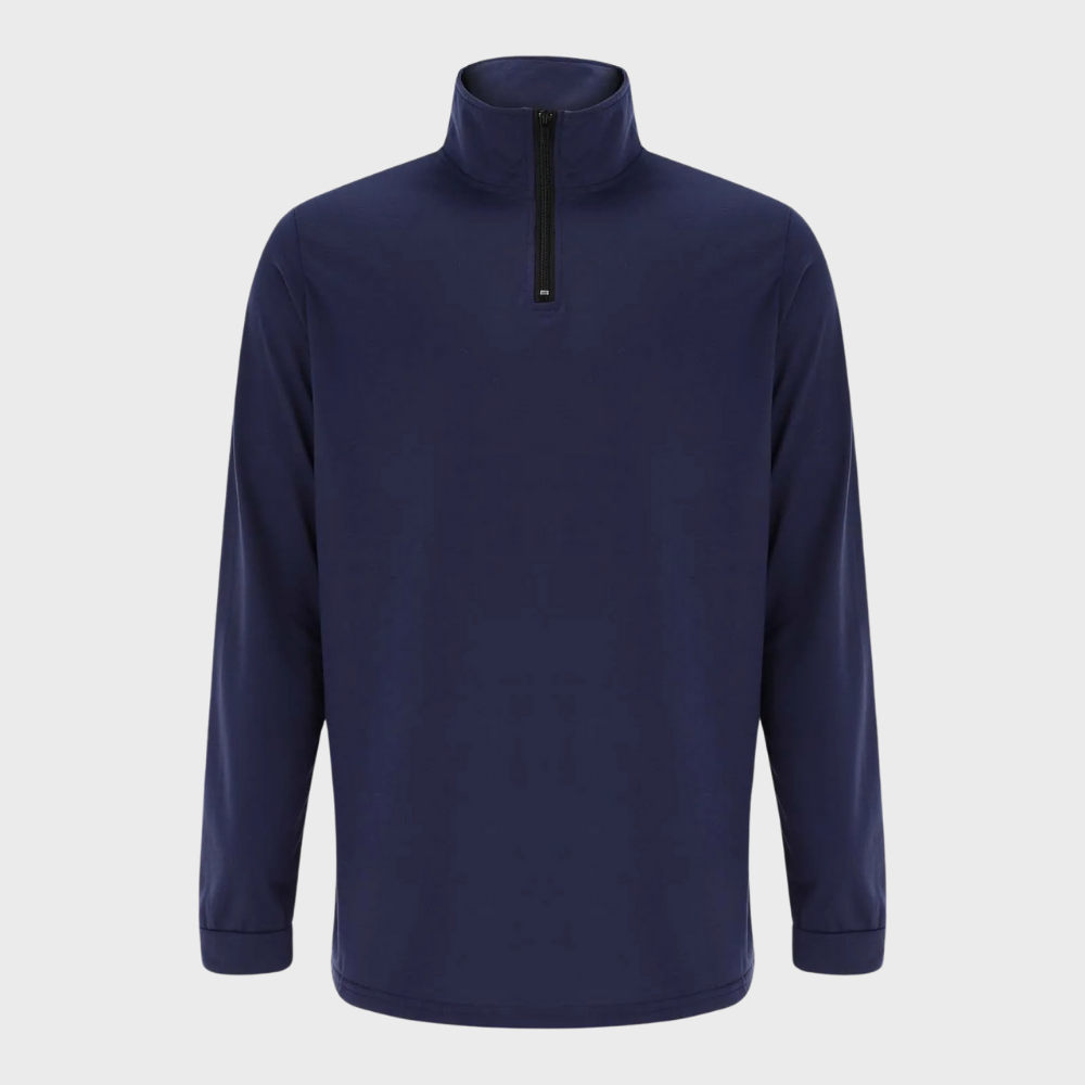 Menswear quarter-zip sweater, warm knit outerwear. Perfect casual layer for comfort and style.