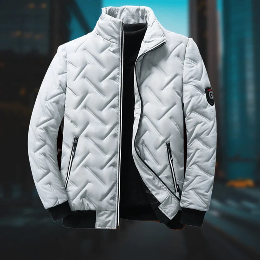 Casual men's quilted bomber jacket, ideal for fall and winter fashion.