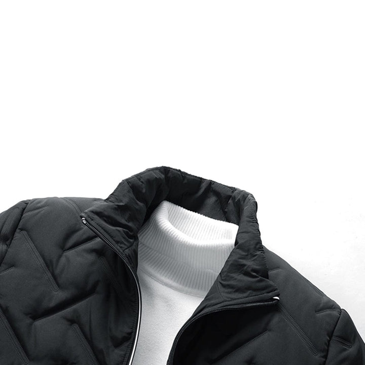 Cozy men's winter jacket, a quilted bomber style perfect for cold weather.