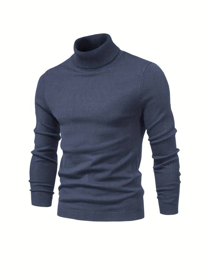 Smart casual men's pullover, a warm roll neck sweater for winter comfort.