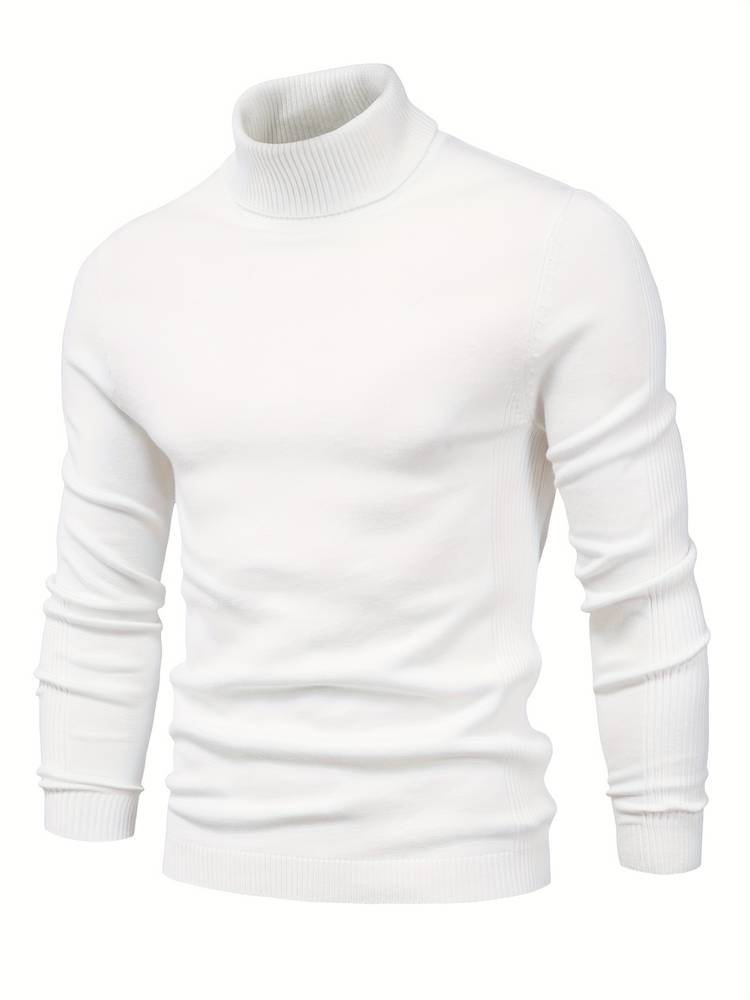 Stylish men's long sleeve roll neck sweater in a warm, comfortable knit.