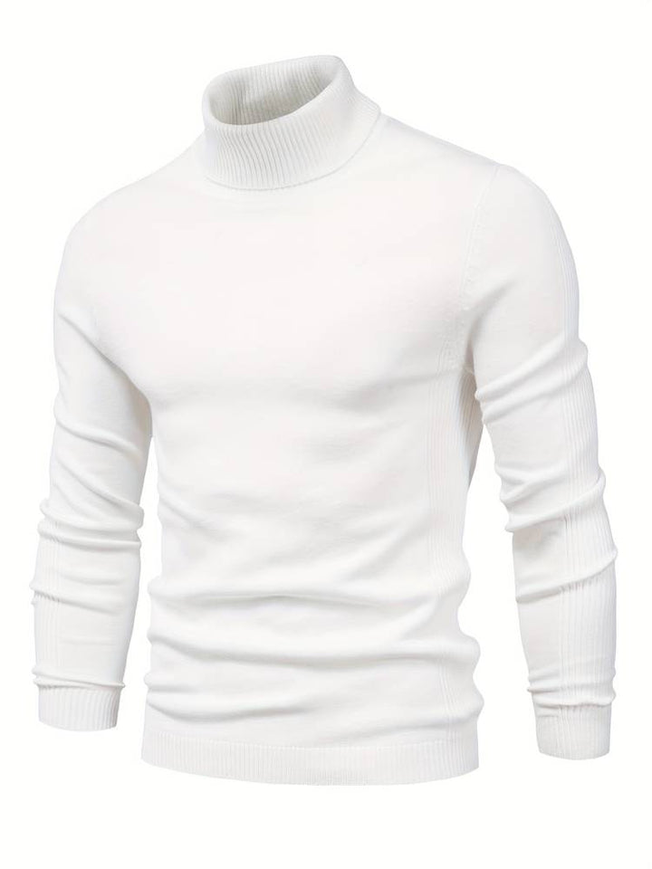 Stylish men's long sleeve roll neck sweater in a warm, comfortable knit.