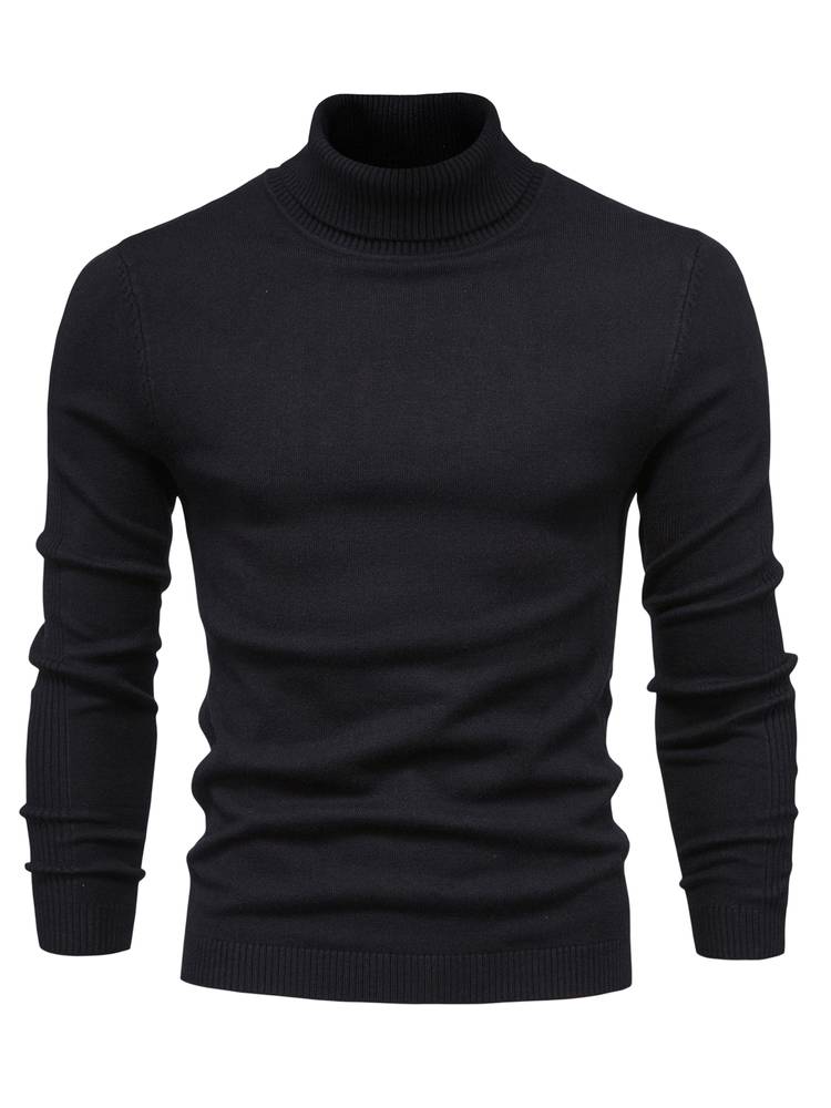 Durable men's long sleeve sweater with a cozy roll neck for chilly days.
