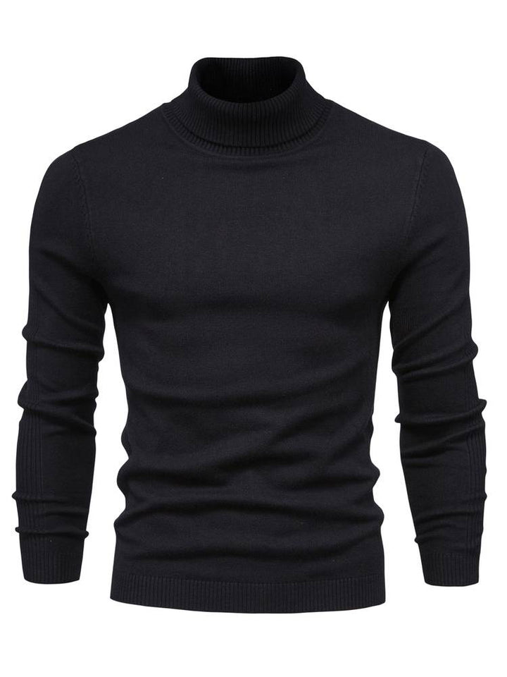 Durable men's long sleeve sweater with a cozy roll neck for chilly days.