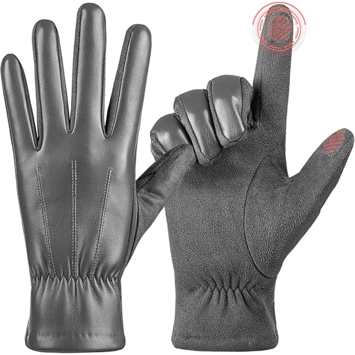 Premium men's suede leather touchscreen gloves, perfect for winter and outdoor use.