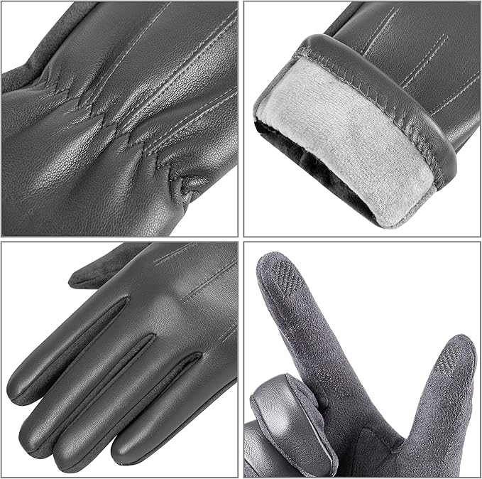 Stylish men's suede leather gloves with touchscreen functionality, ideal for winter accessories.