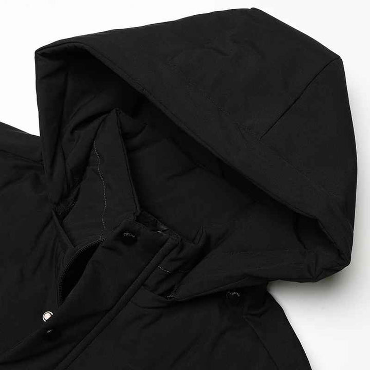 Men's hooded winter jacket with adjustable hood, providing superior warmth and protection from wind & snow.