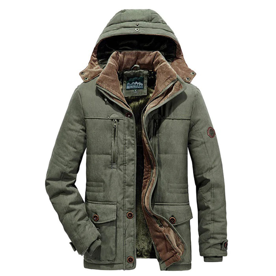 Men's warm winter coat with fleece lining, ultimate cold weather protection, perfect for casual winter outerwear.