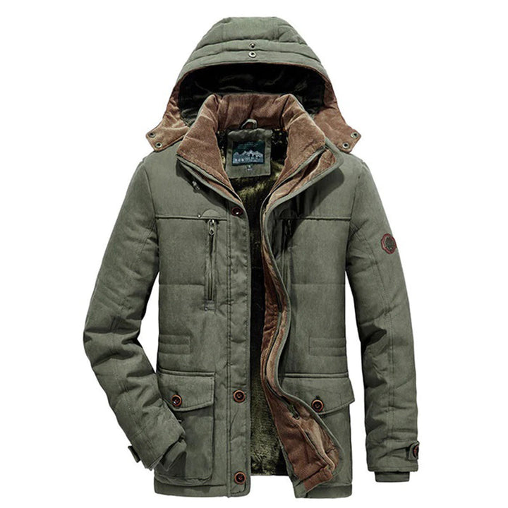 Men's warm winter coat with fleece lining, ultimate cold weather protection, perfect for casual winter outerwear.