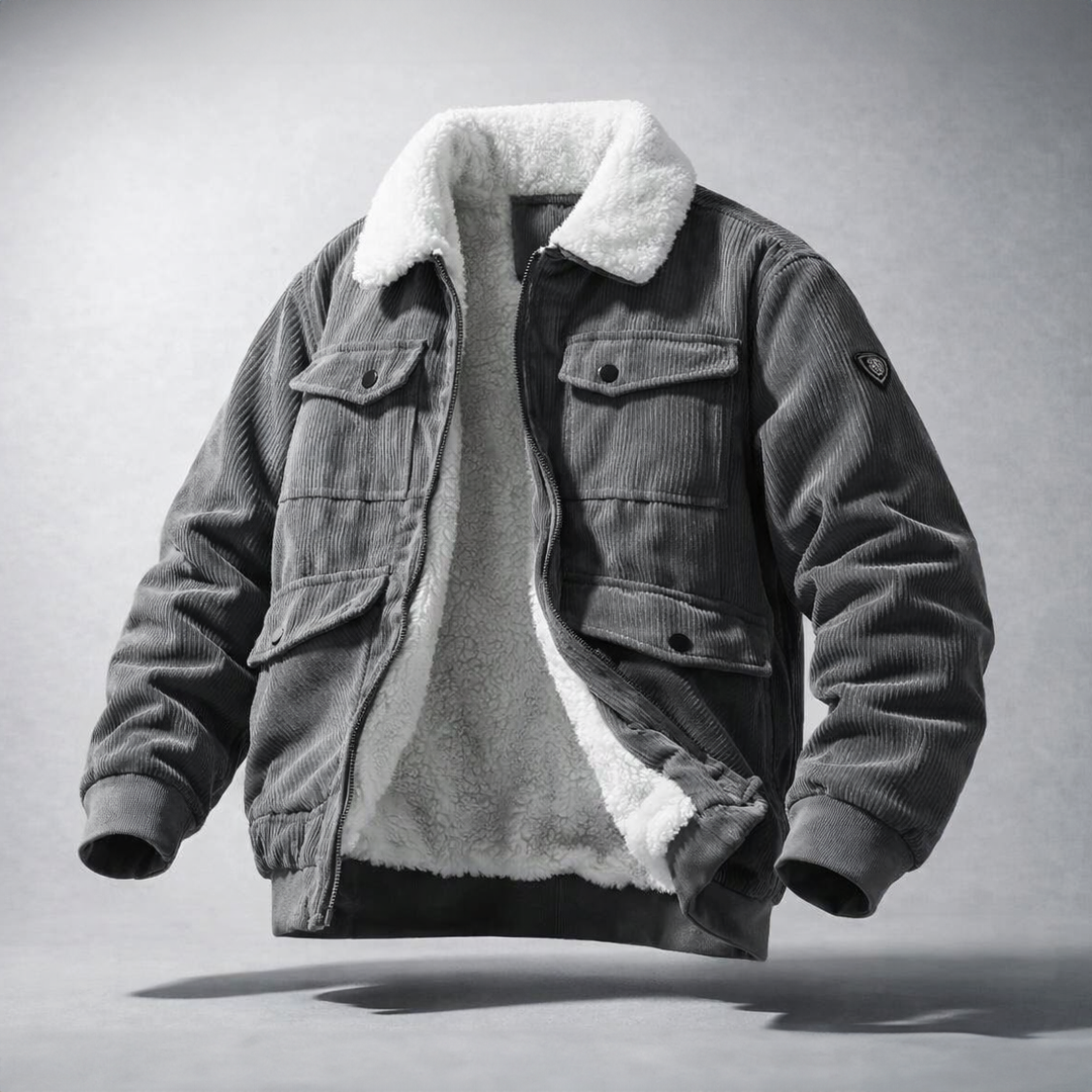 Stylish men's classic winter jacket, durable outerwear with a timeless design & practical utility pockets.