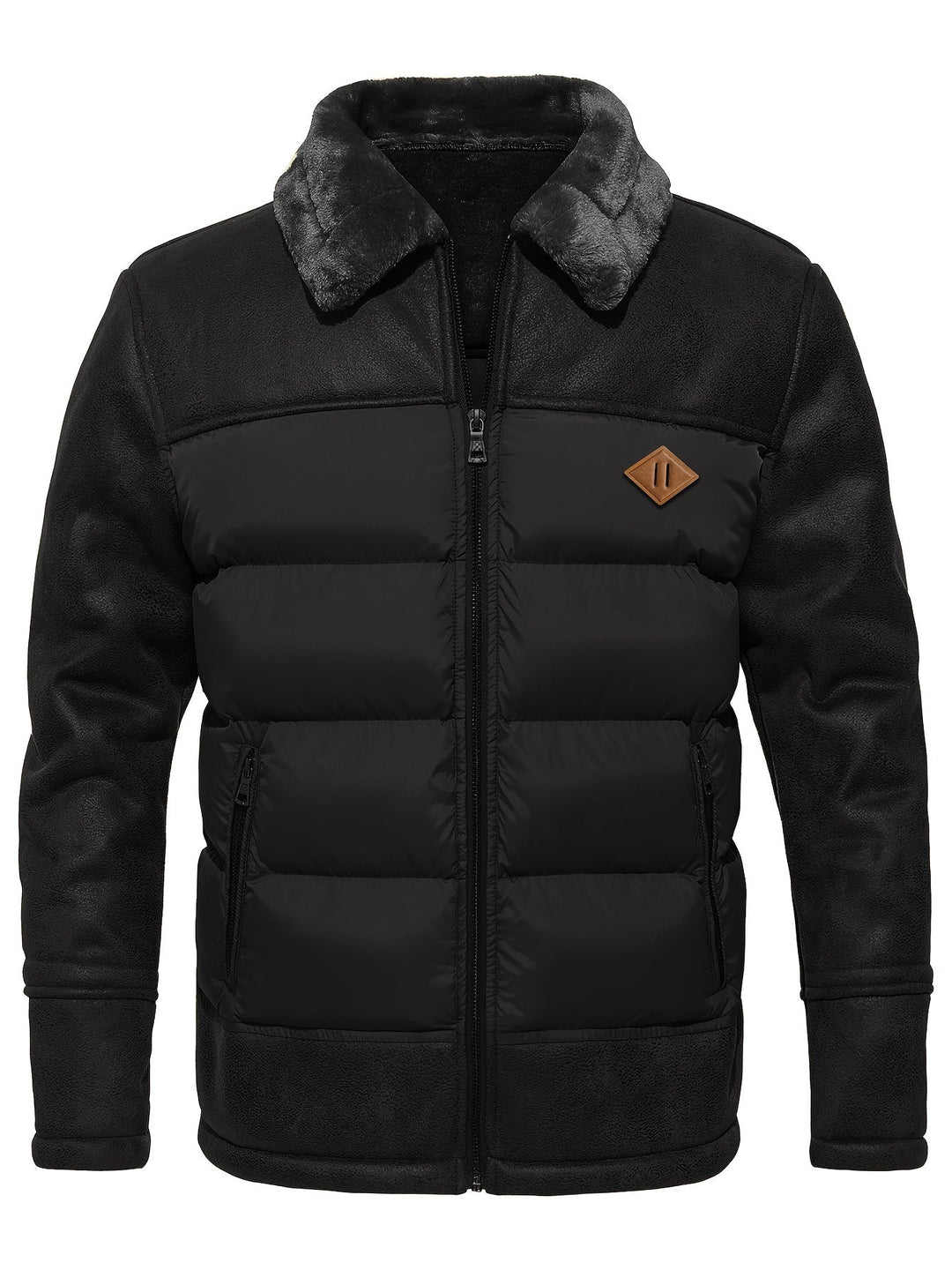 Men's warm winter outdoor jacket. Durable fleece comfort for cold weather adventures.