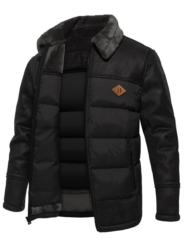 Men's warm winter jacket for layering. Comfortable & durable outdoor wear, ideal for cold weather.