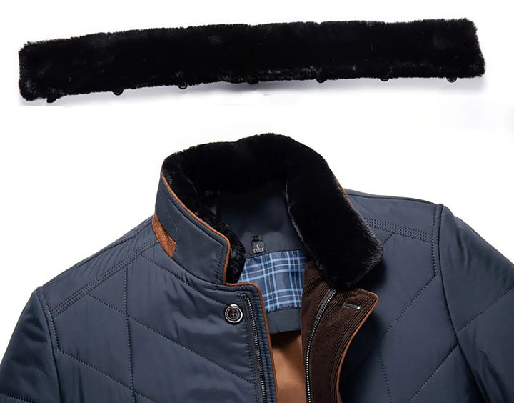 Men's black puffer jacket, Constantin, showcasing a modern, warm design