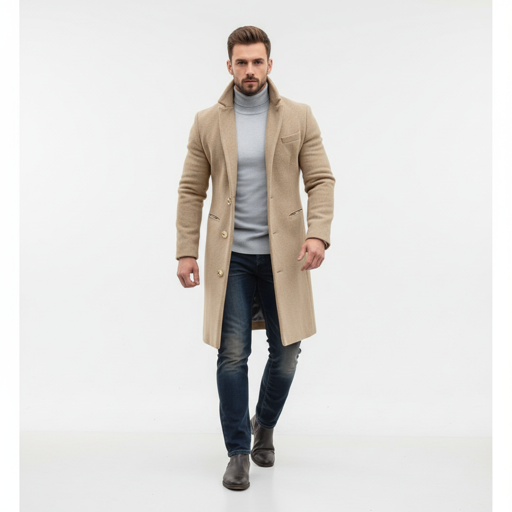 Klaus men's warm wool blend winter coat, featuring a comfortable and durable design